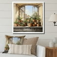 thumbnail image 1 of Designart "Charm of Italian Potteries Window" Farm Framed Wall Art Decor - Country Brown Farm Windows Living Room Framed Canvas Art, 1 of 6