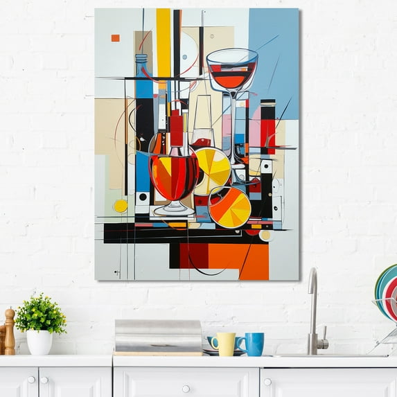 Designart "Charmed By Abstract Pop Art Liquor" Liquor Canvas Art Print