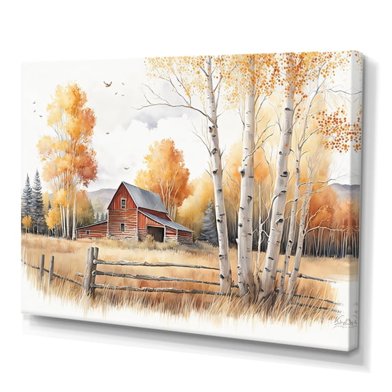 Designart Charming Barn And Path I Canvas Wall Art