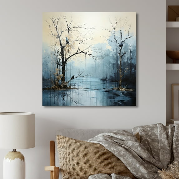 Designart "Charming Blue Tree Elegance IV" Landscape Trees Canvas Art Print
