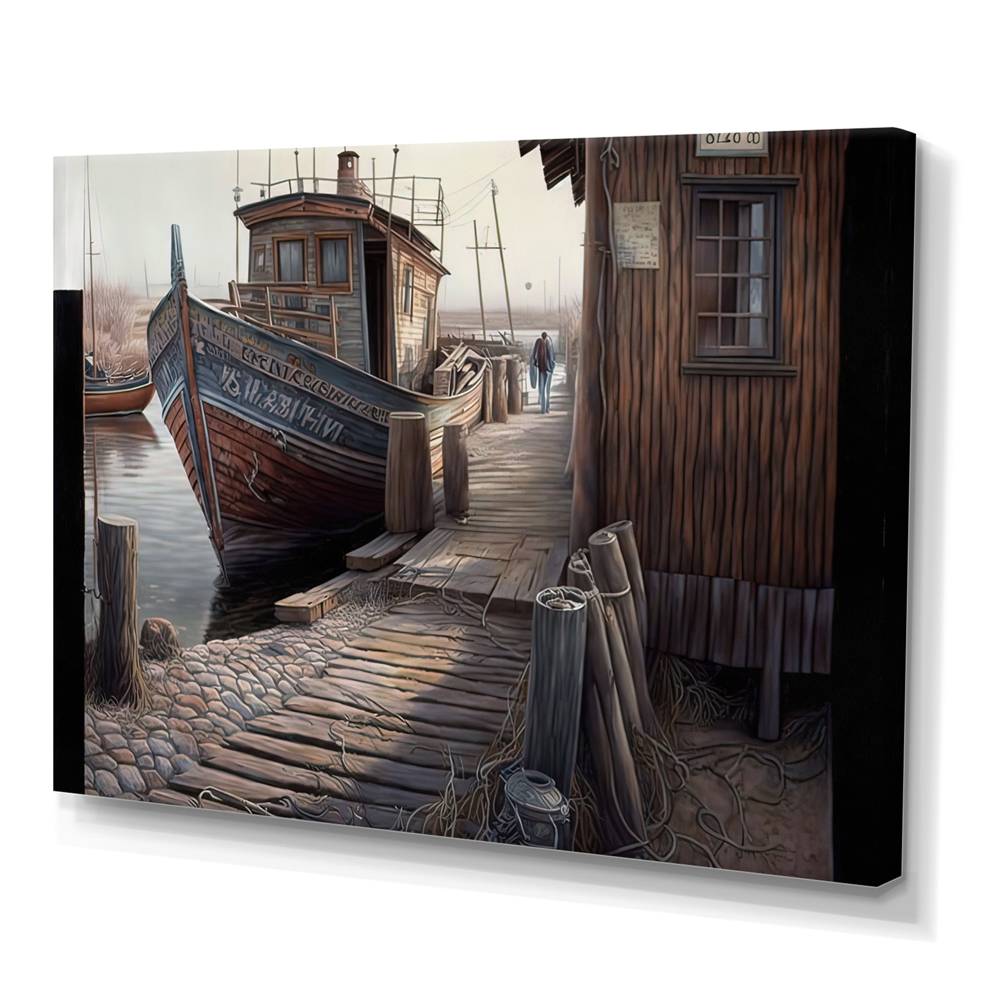 Designart Charming Boat House I Canvas Wall Art