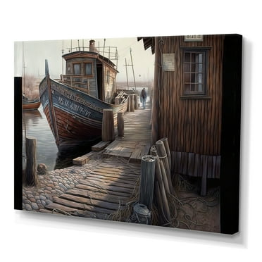Designart Charming Boat House I Canvas Wall Art