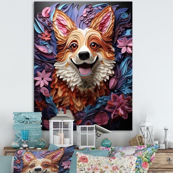 Designart "Charming Corgi" Animals Dog Wall Art Prints