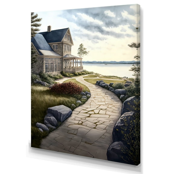 Designart Charming Cottage On The Water II Canvas Wall Art