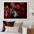 thumbnail image 1 of Designart "Charming Donkey Portrait with Black and Red Roses" Animals Framed Wall Art Decor - Modern Farmhouse Black Donkey Hallway Framed Wall Art Decor, 1 of 6