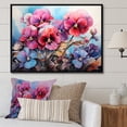thumbnail image 1 of Designart "Charming Pink Pansies Amidst Mountain Scenery" Pansies Floater Framed Wall Art Living Room, 1 of 5