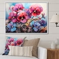 thumbnail image 1 of Designart "Charming Pink Pansies Amidst Mountain Scenery" Pansies Floater Framed Wall Art Living Room, 1 of 5