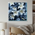 thumbnail image 1 of Designart "Charming Pure Beauty Of White And Blue Lilies I" Lilies Floater Framed Canvas Prints, 1 of 5