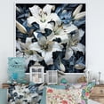thumbnail image 1 of Designart "Charming Pure Beauty Of White And Blue Lilies" Lilies Floater Framed Canvas Wall Art, 1 of 5