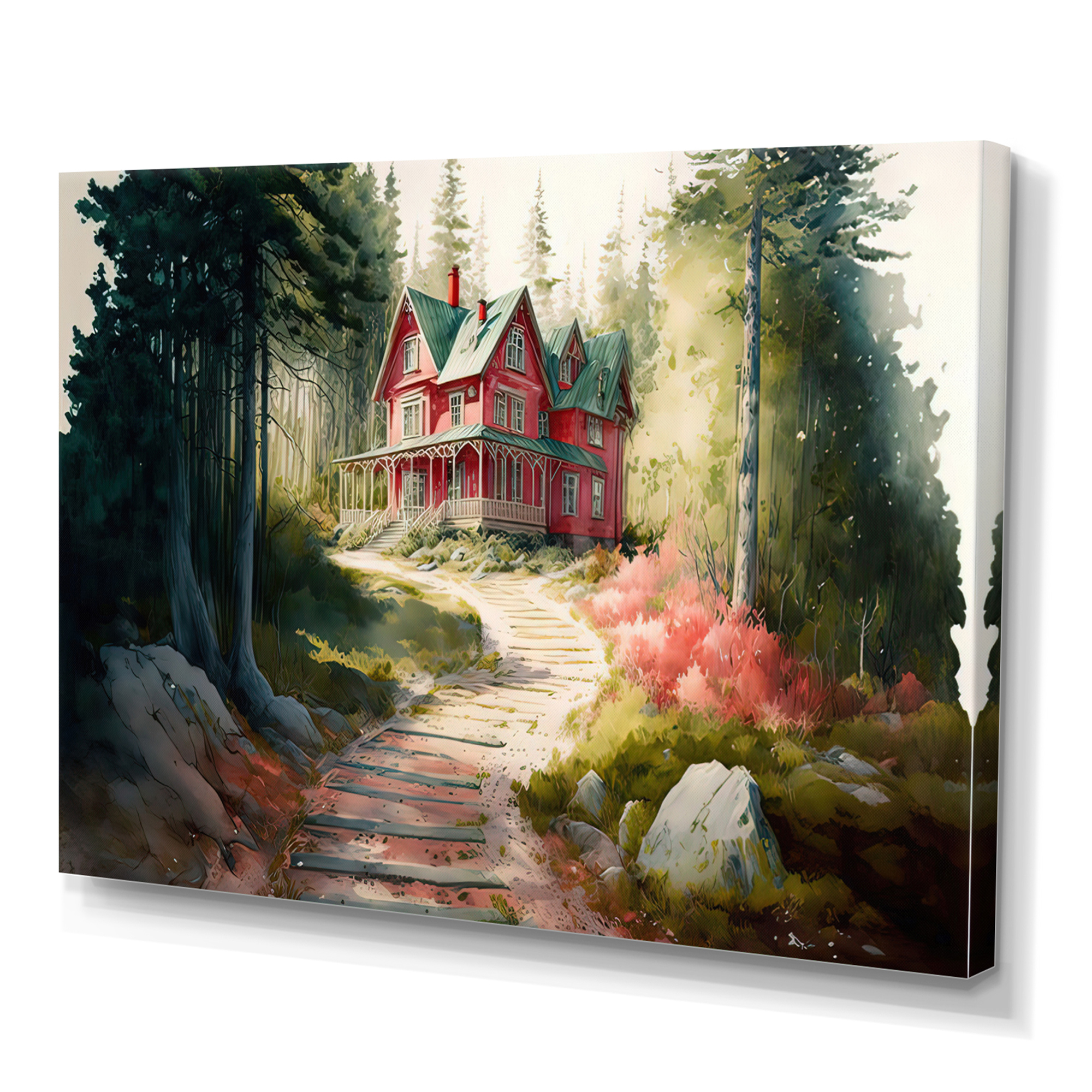 Designart Charming Red Cottage IV Canvas Wall Art