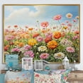thumbnail image 1 of Designart "Charming Zinnias In The Countryside I" Zinnias Floater Framed Canvas Prints, 1 of 5