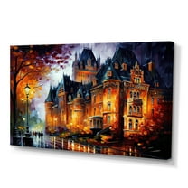 Designart Chateau Frontenac In Winter III Canvas Wall Art