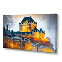 Designart Chateau Frontenac In Winter V Canvas Wall Art