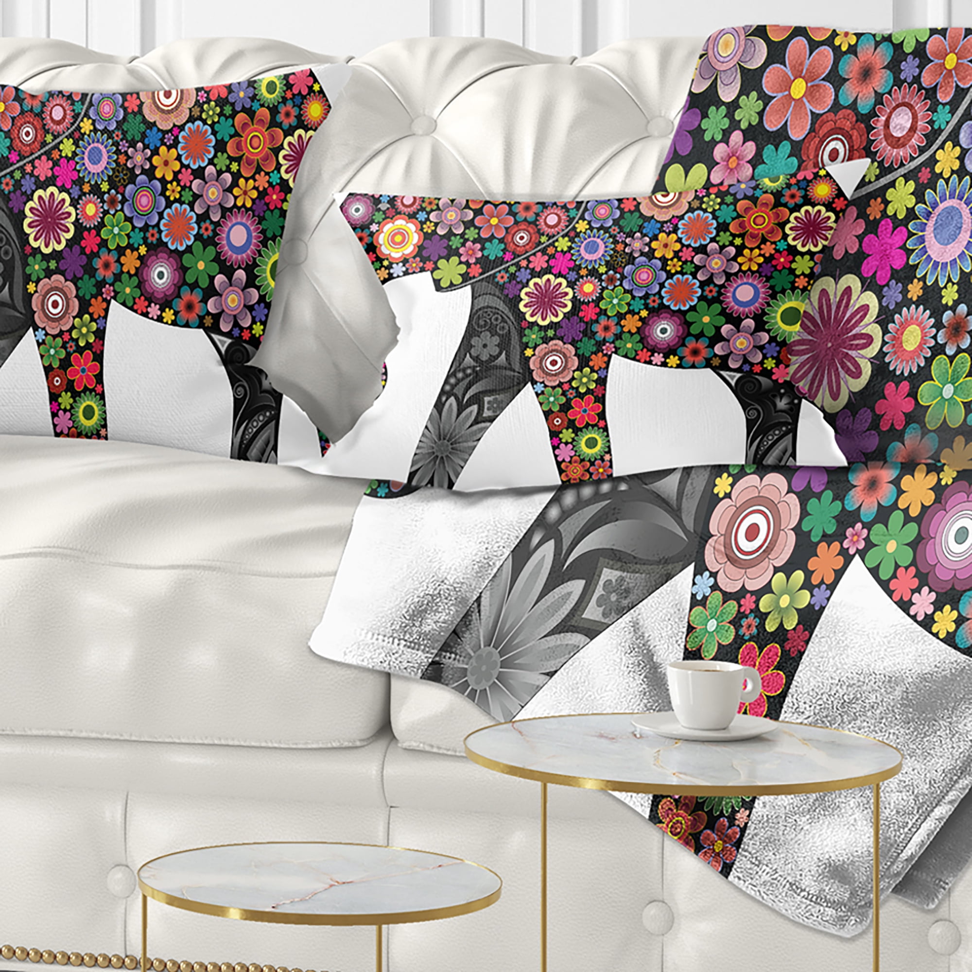 Designart Cheerful Elephant - Animal Throw Pillow - 12x20