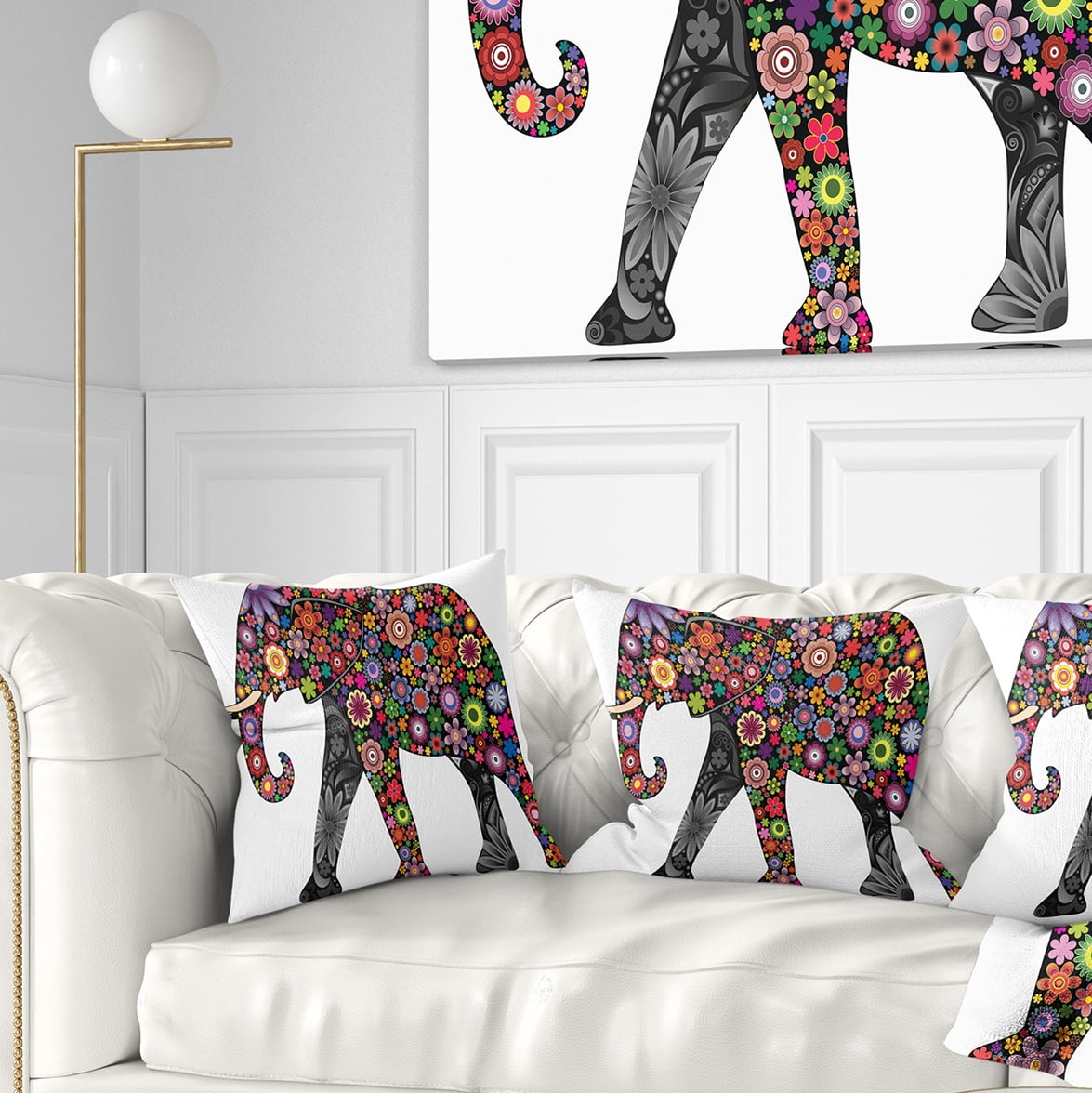 Designart Cheerful Elephant - Animal Throw Pillow - 16x16