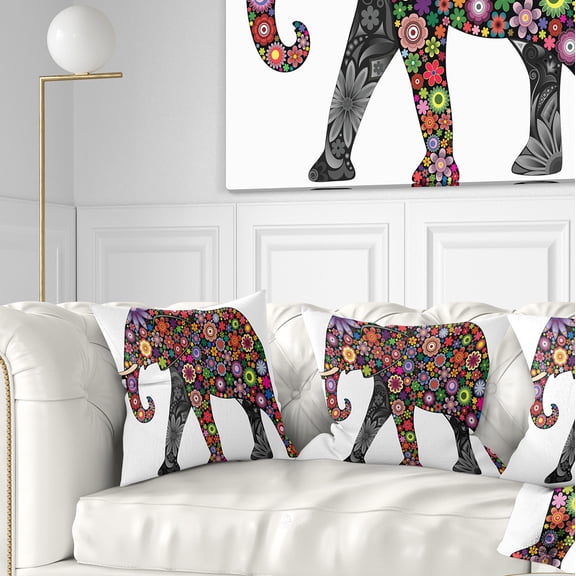 Designart Cheerful Elephant - Animal Throw Pillow - 18x18