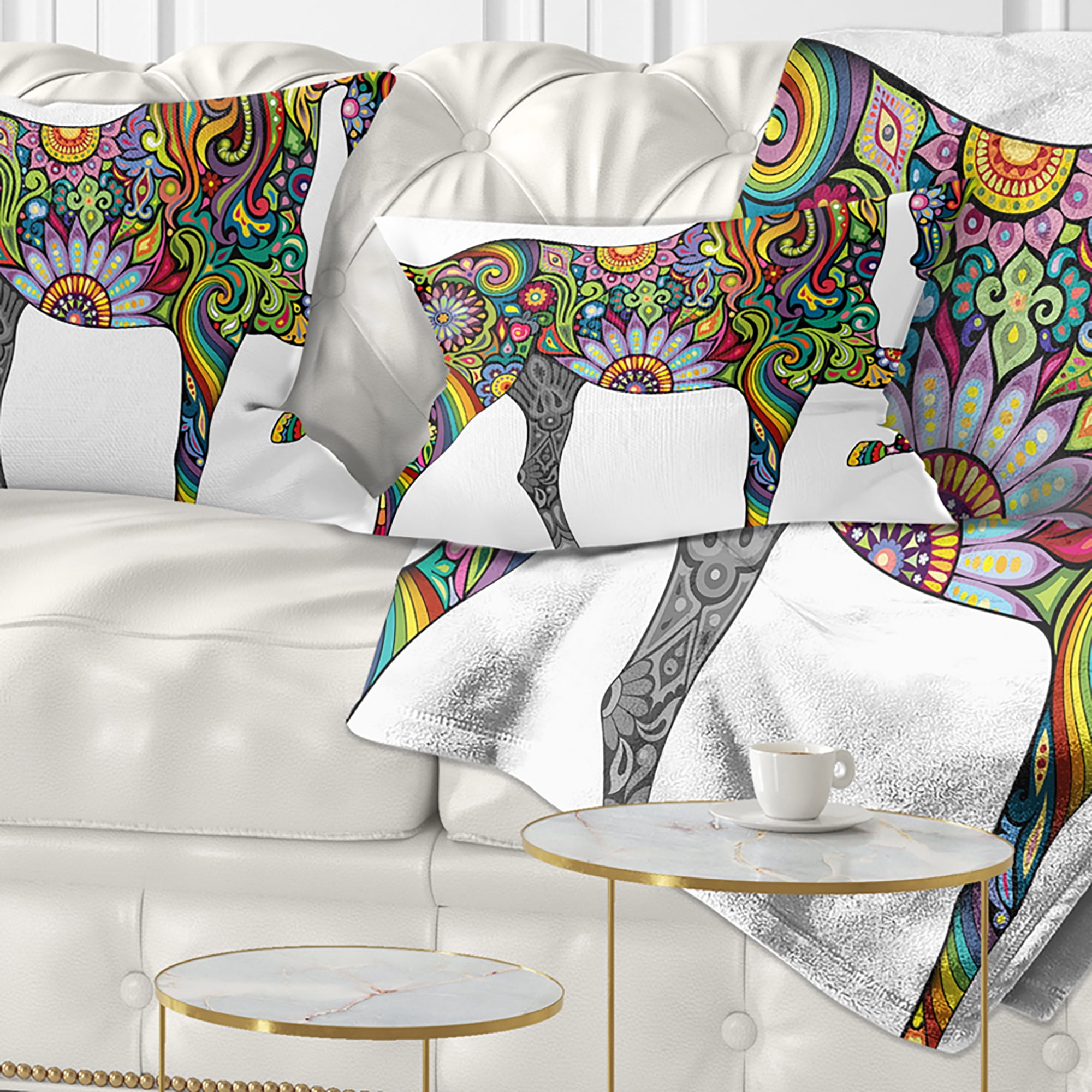 Designart Cheerful Horse - Animal Throw Pillow - 12x20