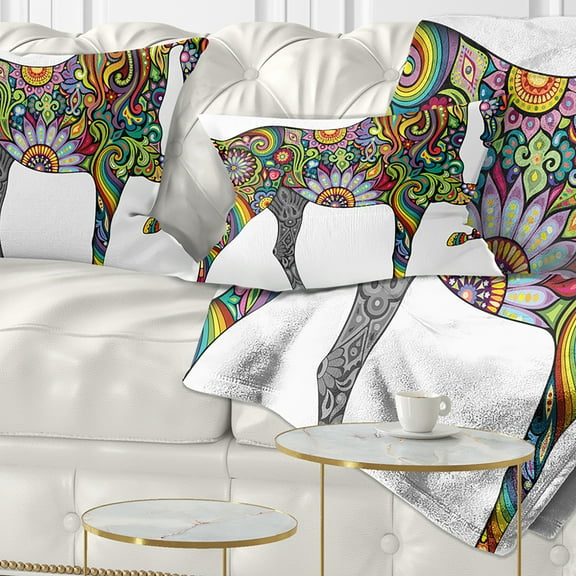 Designart Cheerful Horse - Animal Throw Pillow - 12x20