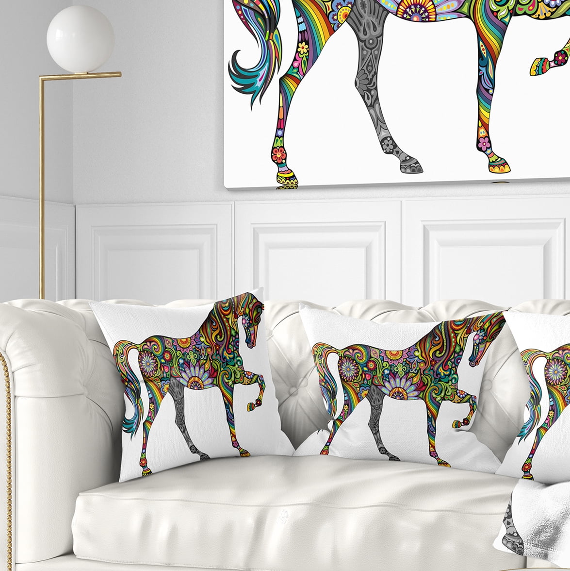 Designart Cheerful Horse - Animal Throw Pillow - 16x16