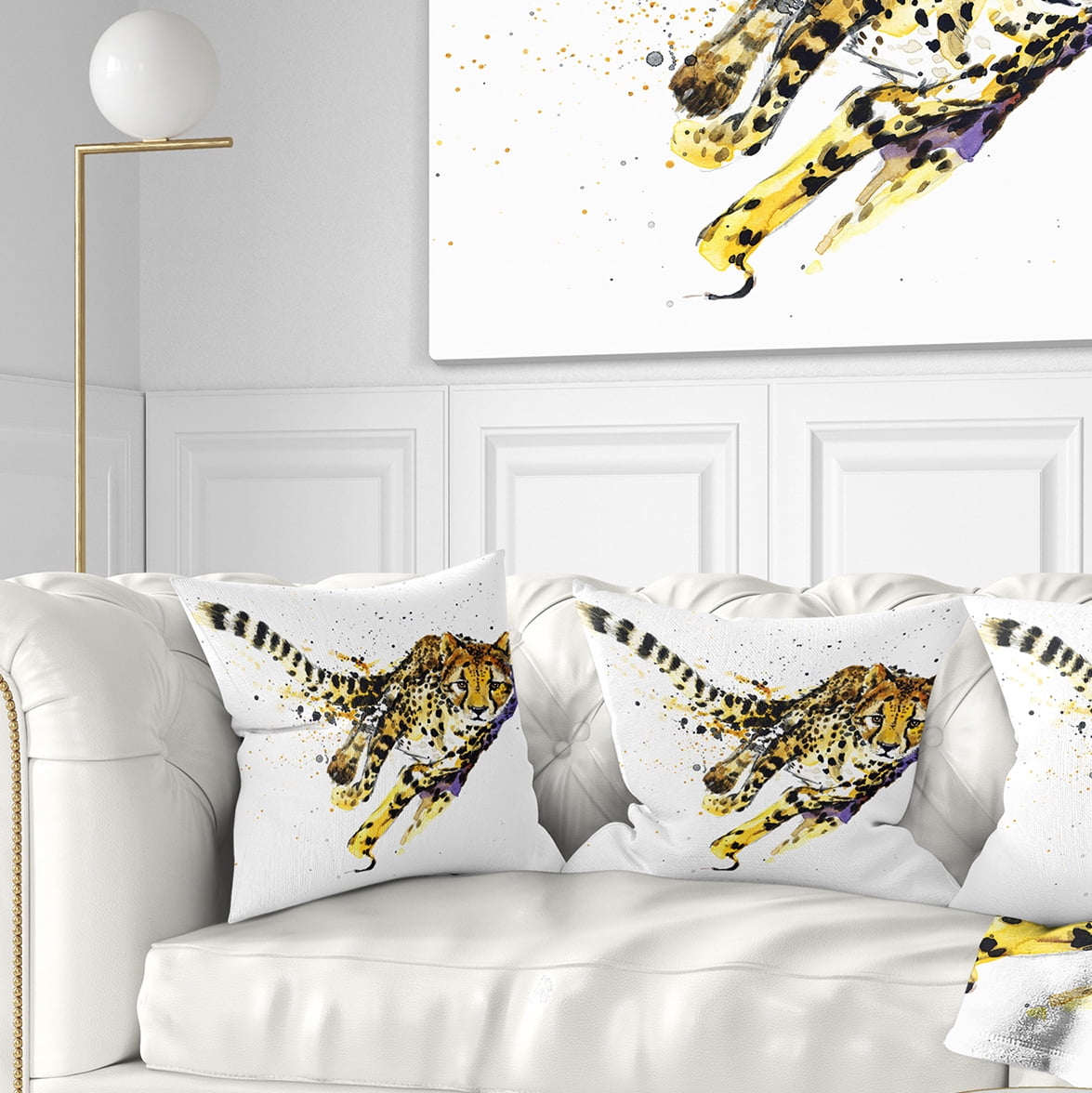 Designart Cheetah Illustration Artwork - Animal Throw Pillow - 16x16