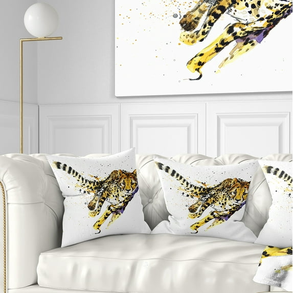 Designart Cheetah Illustration Artwork - Animal Throw Pillow - 18x18