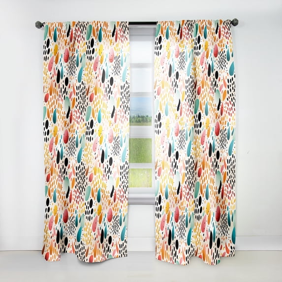 Designart "Cheetah Rainbow Deluge" Polka Dots Curtain Panels