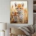 thumbnail image 1 of Designart "Cheetahs in Tranquil Meadow" Animals Framed Wall Art - Traditional White Cheetah Hallway Framed Wall Art Decor, 1 of 6