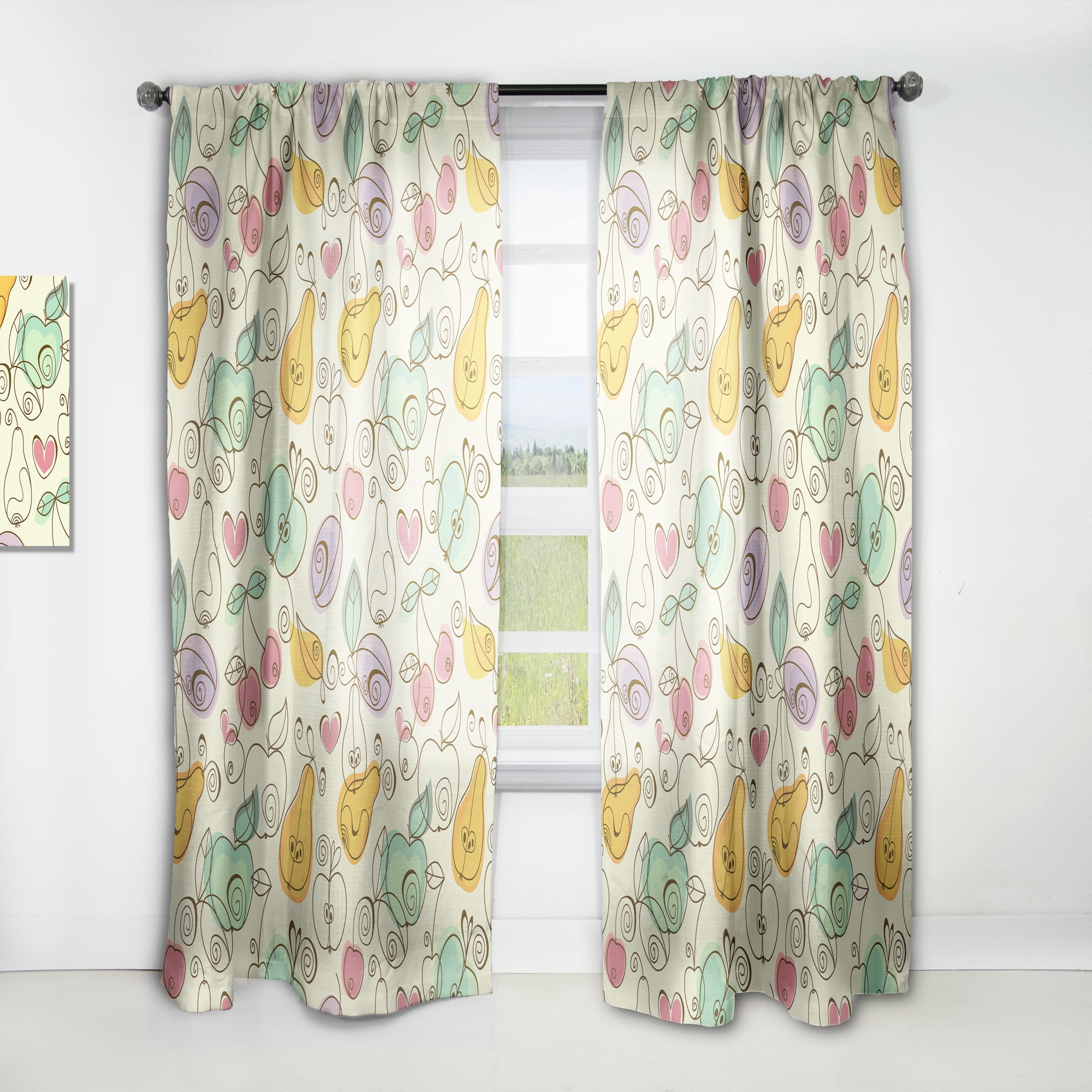 Designart 'Cherries and Apples Pears' Traditional Curtain Panel