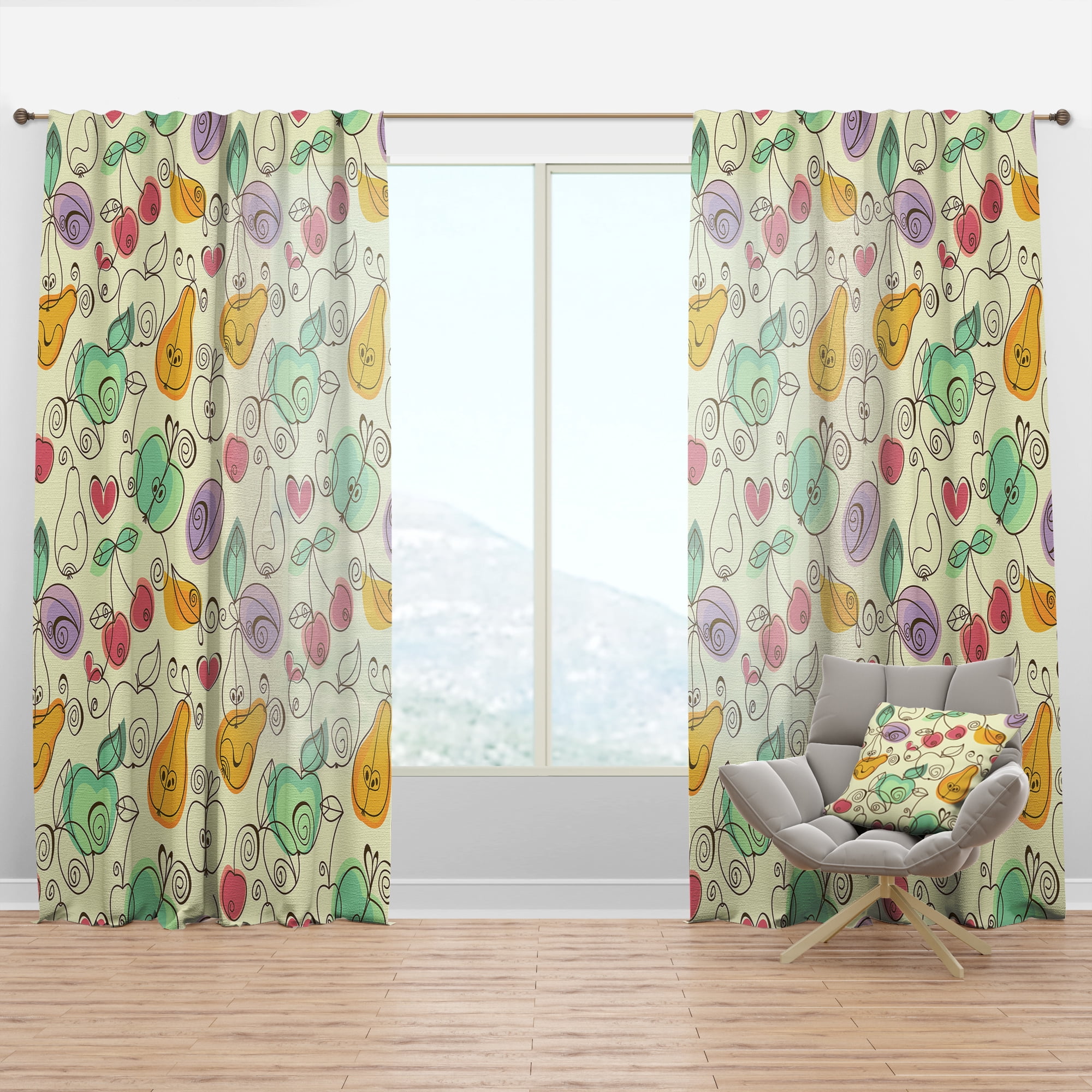 Designart 'Cherries and Apples Pears' Traditional Curtain Panel