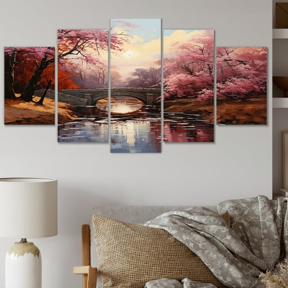 Designart "Cherry Blossom Asian beauty" Asian Art Wall Art Prints Set