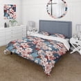 thumbnail image 1 of Designart "Cherry Blossom Pink Blue Splendor III" Floral Bedding Covert Set - Cottage Bed Set With 1 Sham, 1 of 5