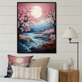 thumbnail image 1 of Designart "Cherry Blossom River Tranquil Japanese Beauty I" Floral Floater Framed Wall Art Print, 1 of 7