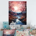 thumbnail image 1 of Designart "Cherry Blossom River Tranquil Japanese Beauty II" Floral Metal Art Print, 1 of 1