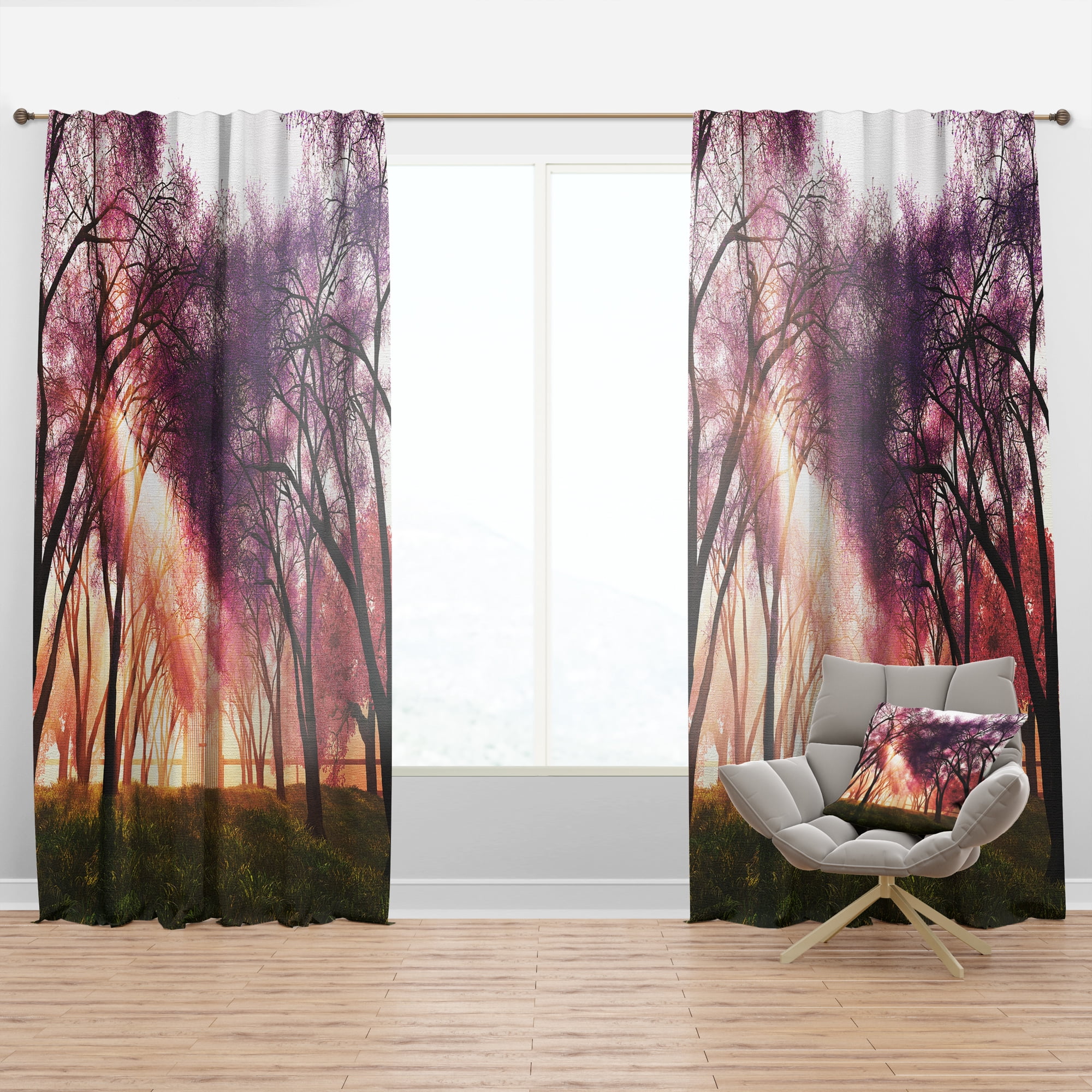 Designart 'Cherry Blossoms Japan Garden' Landscape Curtain Panel