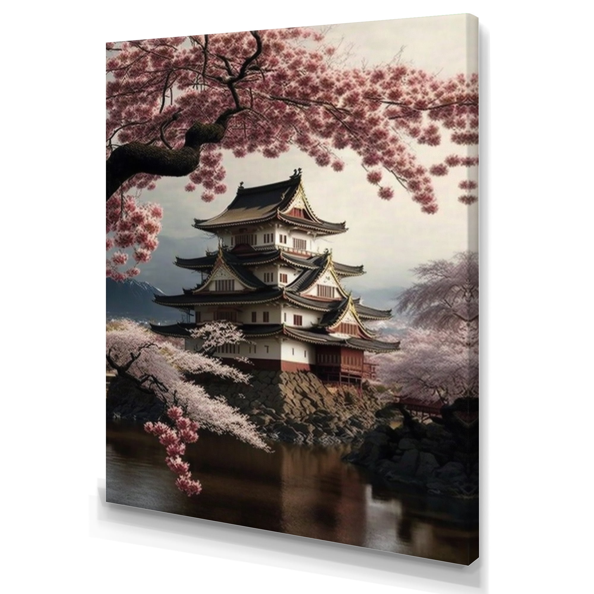 Designart Cherry Blossums In City I Canvas Wall Art