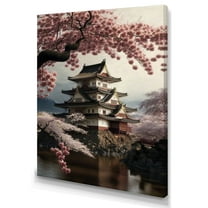 Designart Cherry Blossums In City I Canvas Wall Art