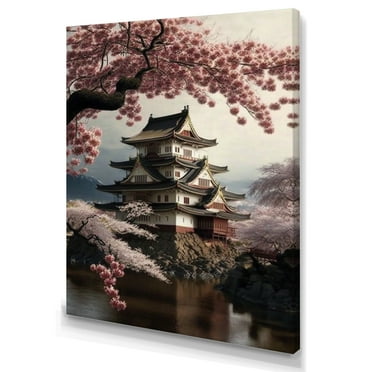 Designart Cherry Blossums In City I Canvas Wall Art