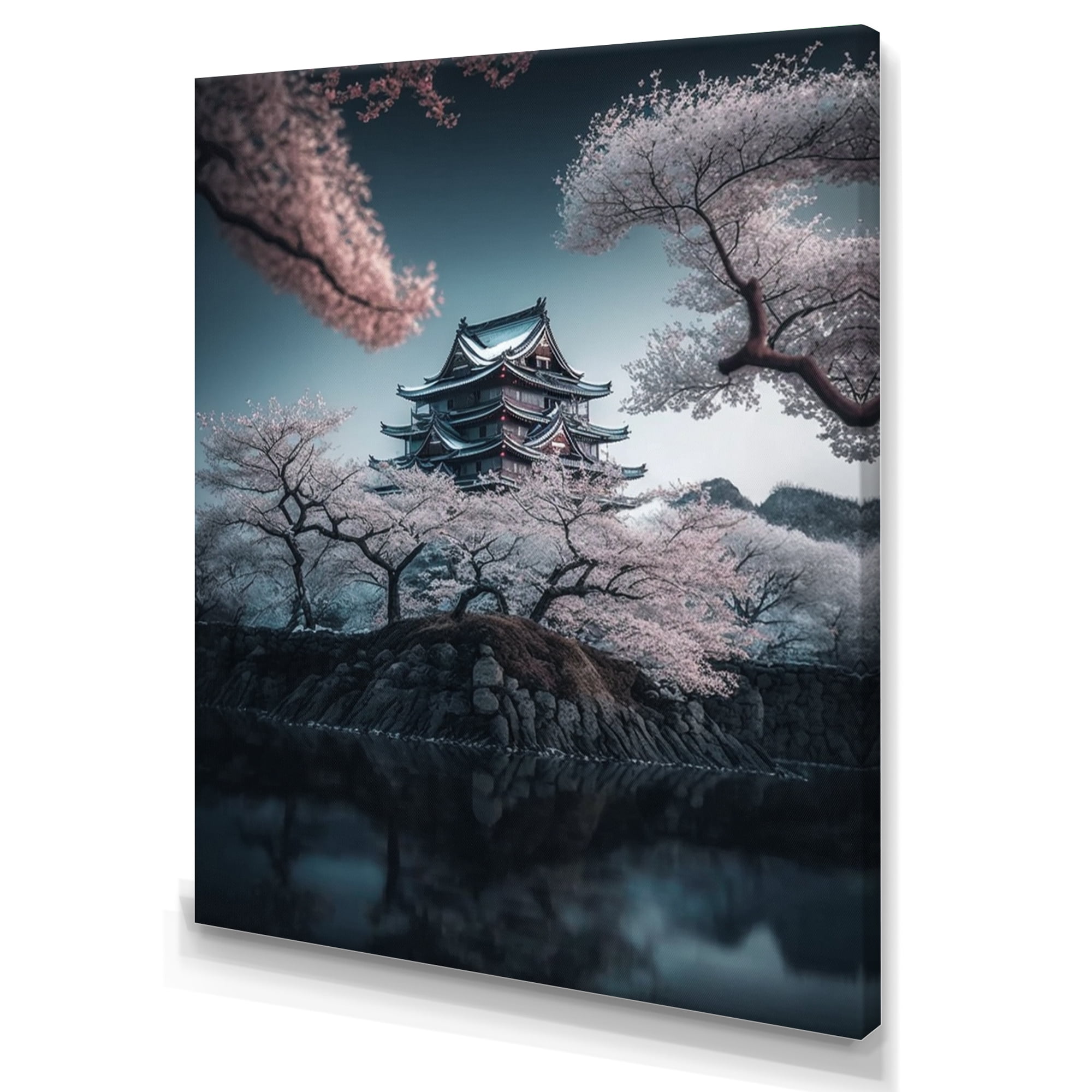 Designart Cherry Blossums In The City I Canvas Wall Art