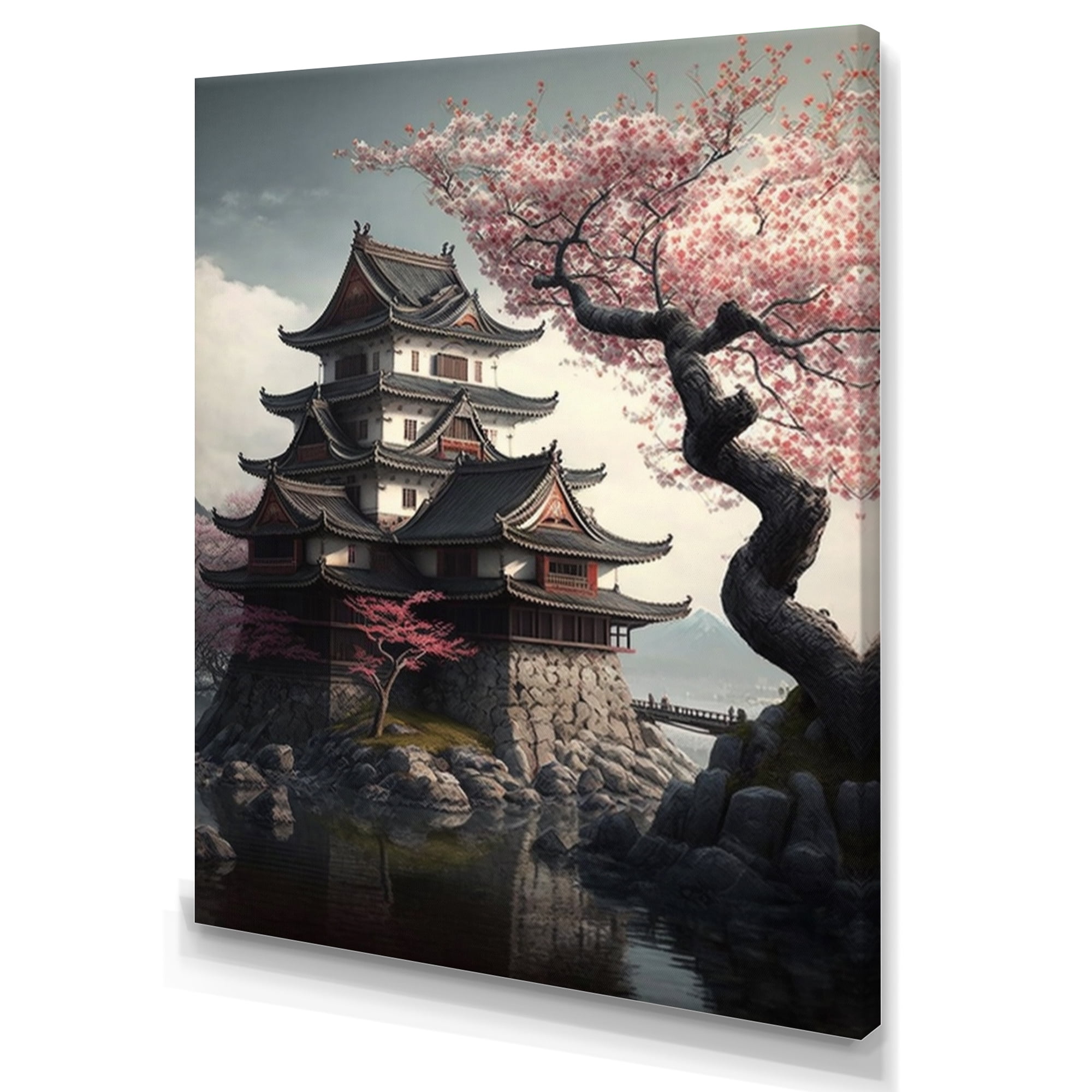 Designart Cherry Blossums In The City II Canvas Wall Art