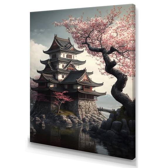 Designart Cherry Blossums In The City II Canvas Wall Art