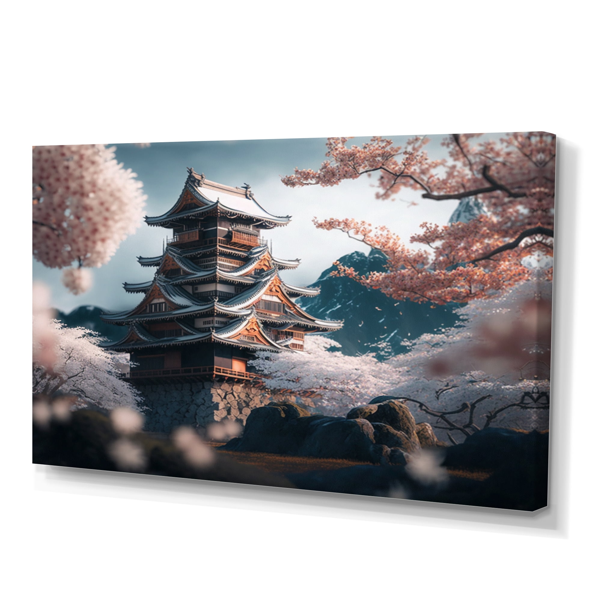 Designart Cherry Blossums In The City IV Canvas Wall Art