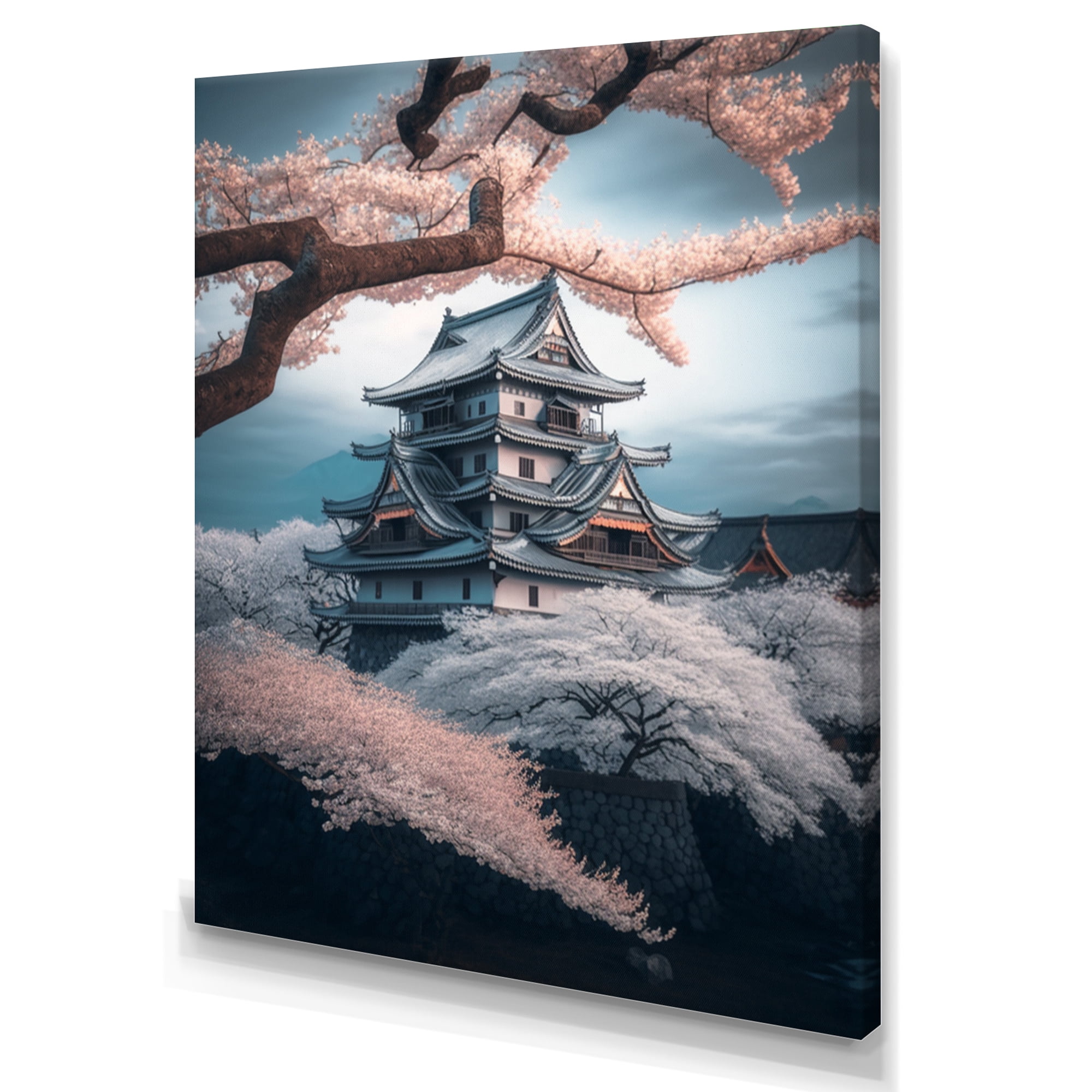 Designart Cherry Blossums In The City V Canvas Wall Art