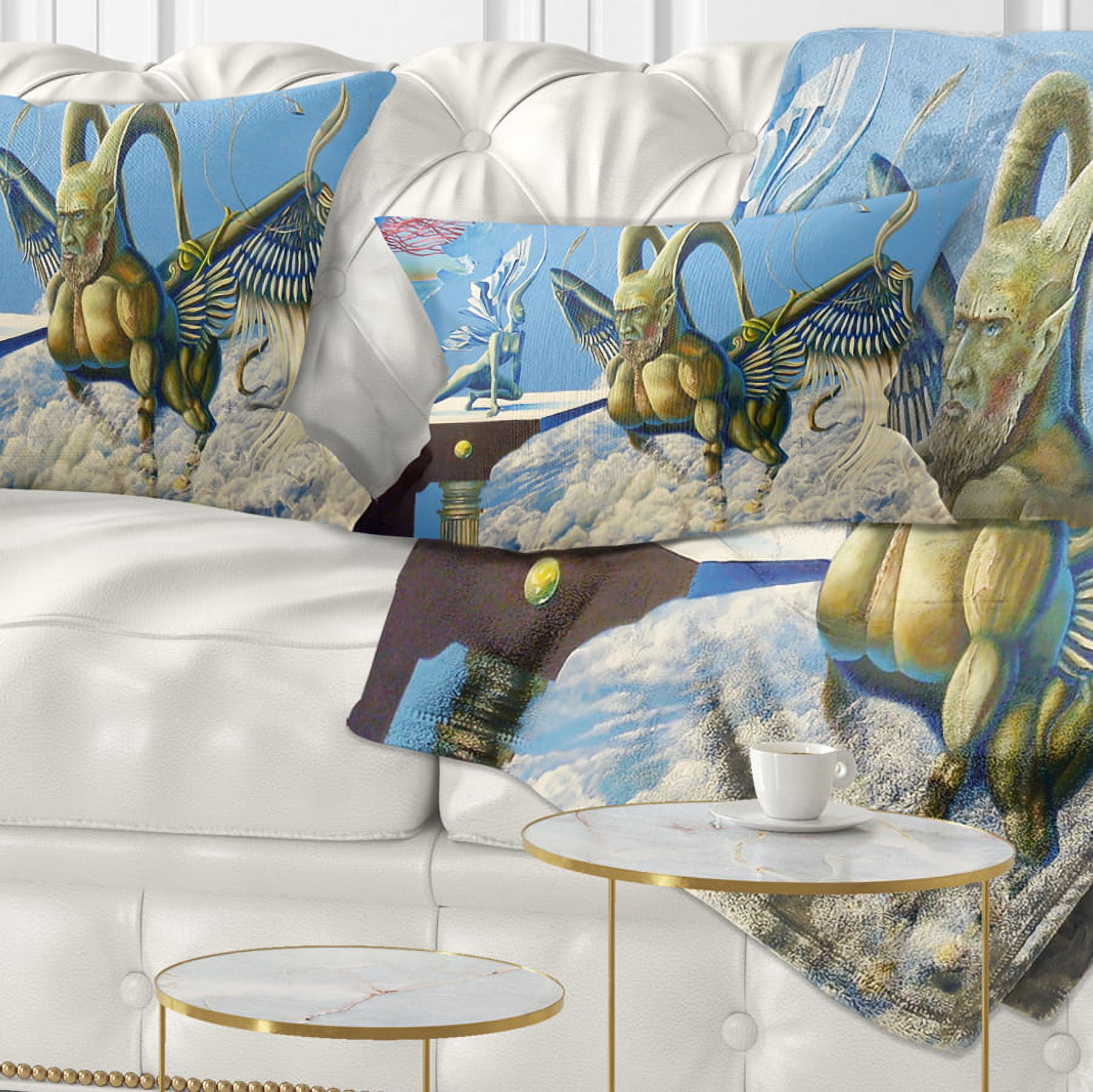 Designart Cherubim - Abstract Portrait Throw Pillow - 12x20