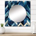 thumbnail image 1 of Designart "Chevron Intrigue In Vintage Cobalt" 0 Square Mirror Wall Decor Glam - Large Blue Square Bathroom Mirror - Square Printed Wall Mirror Art, 1 of 5