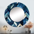thumbnail image 1 of Designart "Chevron Intrigue In Vintage Cobalt" Chevron Rund Mirror For Wall Decor - Large Blue Round Print Mirror - Round Glam Mirror - Wall Mounted Round Large Mirror - 29" x 29", 1 of 6