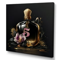 Designart Chic Black And Gold Perfume Bottle VI Canvas Wall Art