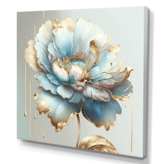 Designart Chic Blue Blooming Flower I Canvas Wall Art