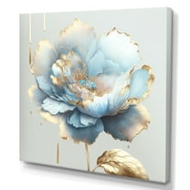 Designart Chic Blue Blooming Flower II Canvas Wall Art
