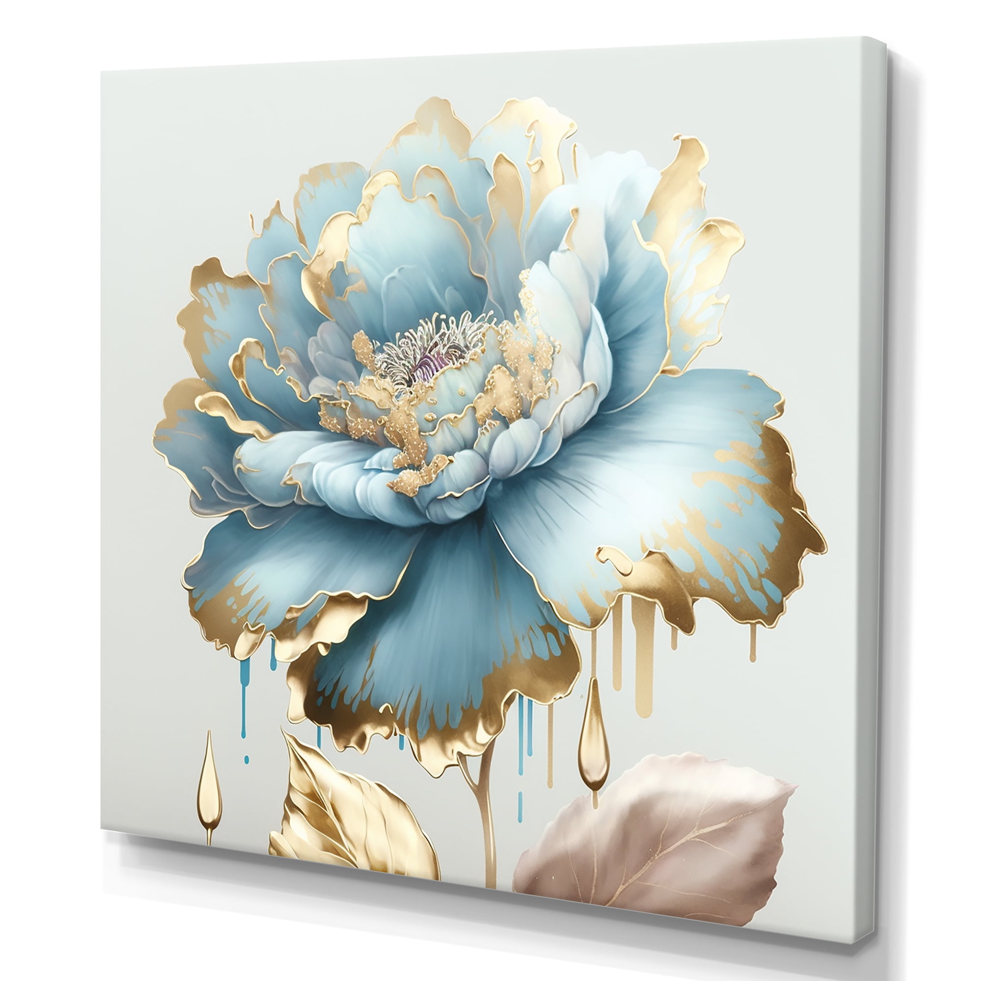 Designart Chic Blue Blooming Flower III Canvas Wall Art