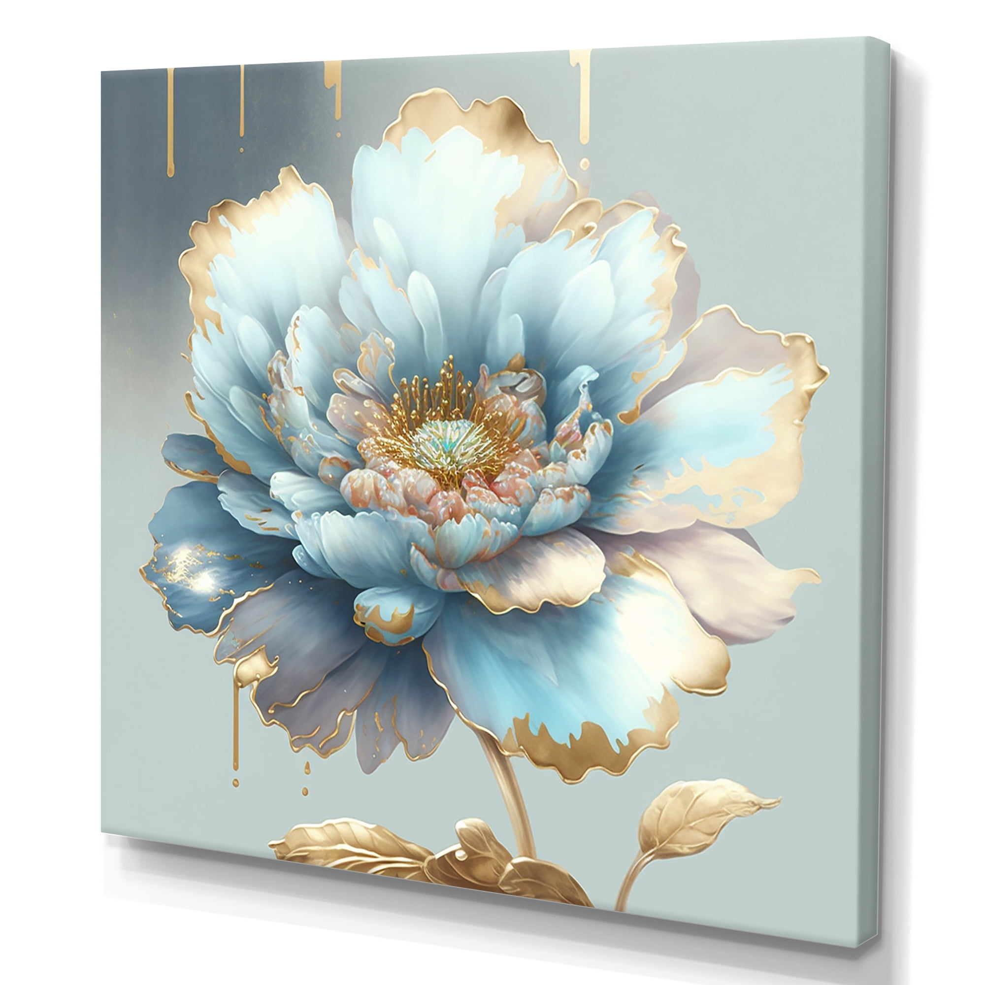 Designart Chic Blue Blooming Flower IV Canvas Wall Art